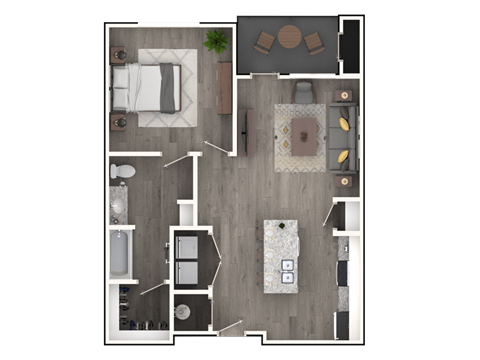 Floor plan for 1 bed, 1 bath, 813 sqft